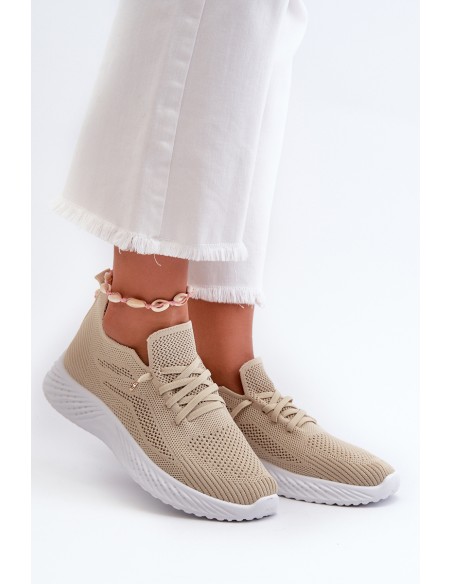 Women's Beige Sports Slip-On Shoes Jagelia