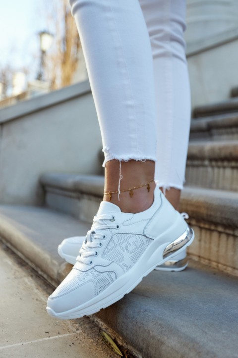 Leather Women's Wedge Sneakers White Phiness