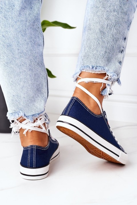 Women's Classic Sneakers Navy Blue Ecoma