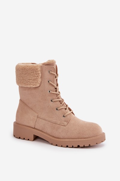 Women's Lined Worker Boots with Zip Beige Mivael 2