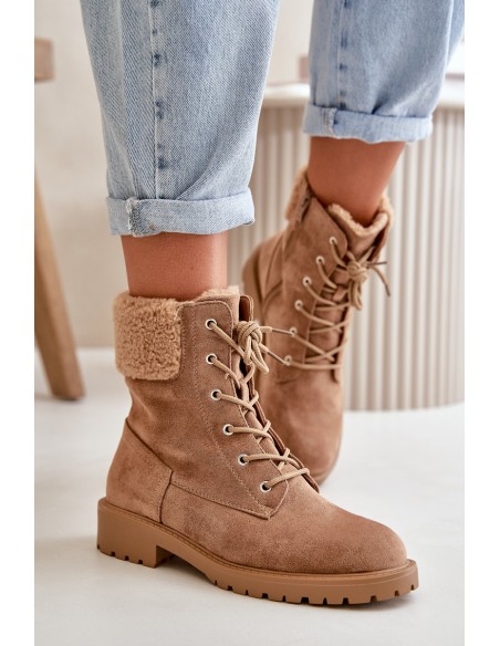 Women's Lined Work Boots with Zipper Brown Mivael