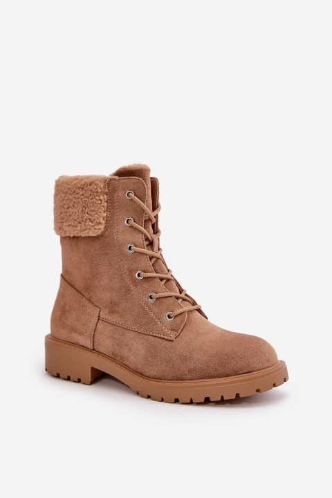 Women's Lined Work Boots with Zipper Brown Mivael