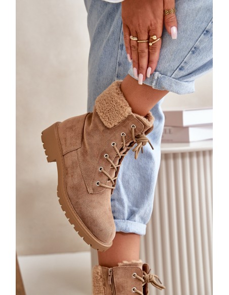 Women's Lined Work Boots with Zipper Brown Mivael