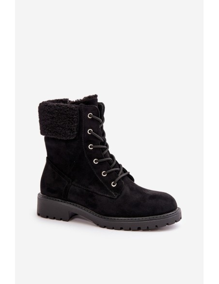Women's Lined Workery Boots with Zip Black Mivael
