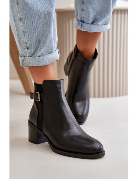 Women's Winter Insulated Boots with Heel and Buckle Black Nevillira