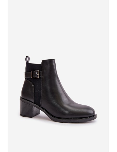 Women's Winter Insulated Boots with Heel and Buckle Black Nevillira