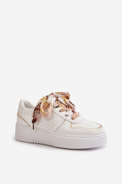 Women's Platform Sneakers With Decorative Lacing White Mistra 2