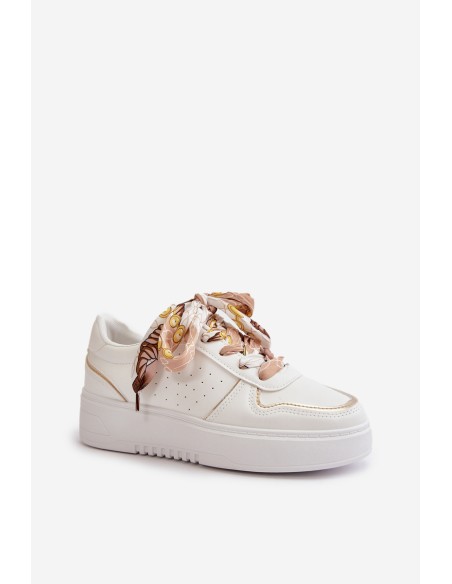 Women's Platform Sneakers With Decorative Lacing White Mistra