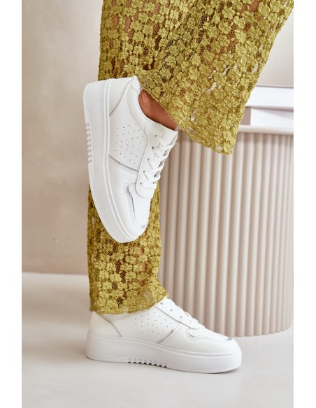 Women's Platform Sneakers With Decorative Lacing White Mistra