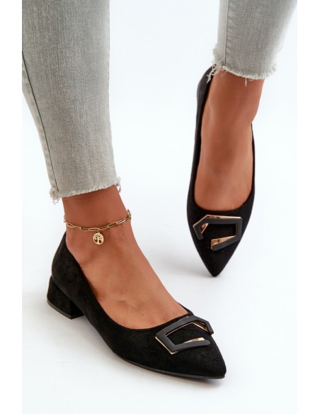 Low-Heeled Pumps With Eco Suede Embellishment S.Barski KV27-034 Black