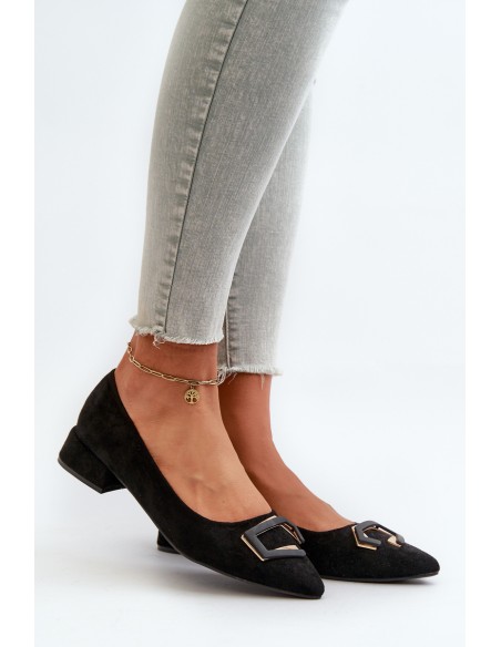 Low-Heeled Pumps With Eco Suede Embellishment S.Barski KV27-034 Black