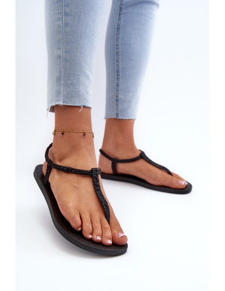 Women's Glitter Flip-flop Sandals 26914 Ipanema Class Brilha Fem Black