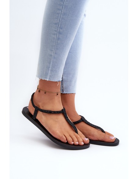 Women's Glitter Flip-flop Sandals 26914 Ipanema Class Brilha Fem Black