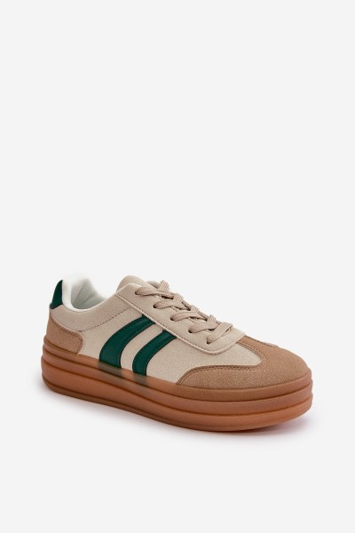 Women's Platform Sneakers in Beige-Green Nesonice 2
