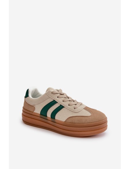 Women's Platform Sneakers in Beige-Green Nesonice