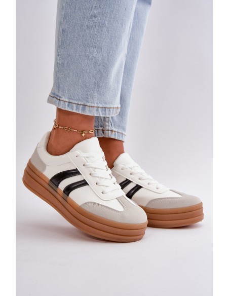 Women's Platform Sneakers White-Grey Nesonice