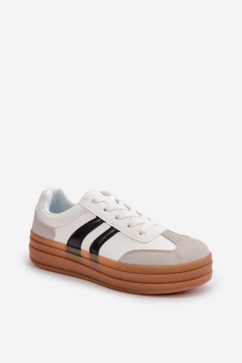 Women's Platform Sneakers White-Grey Nesonice