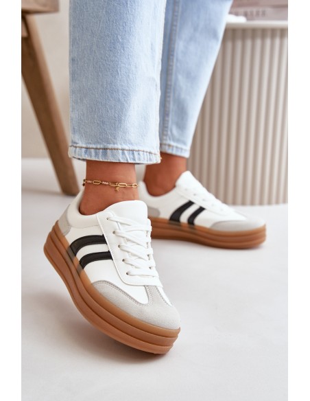 Women's Platform Sneakers White-Grey Nesonice
