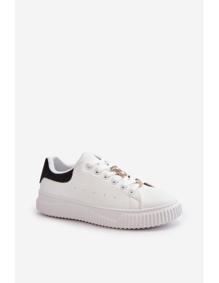 Low Sneakers Made Of Eco Leather With Charms Black-White Cillione