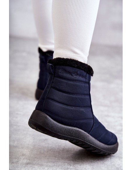 Women's warm snow boots navy blue Mezyss