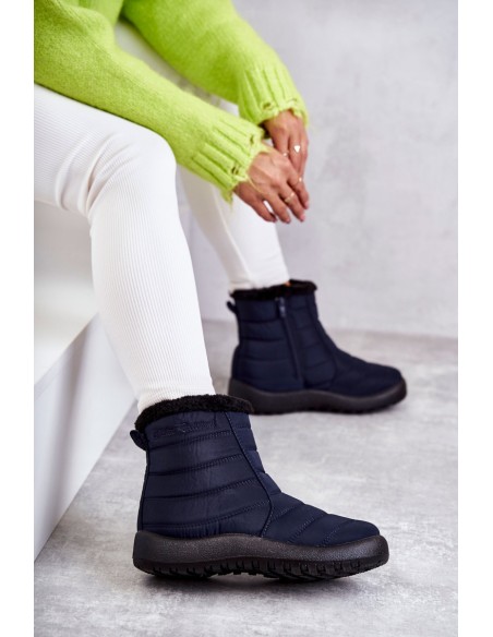 Women's warm snow boots navy blue Mezyss