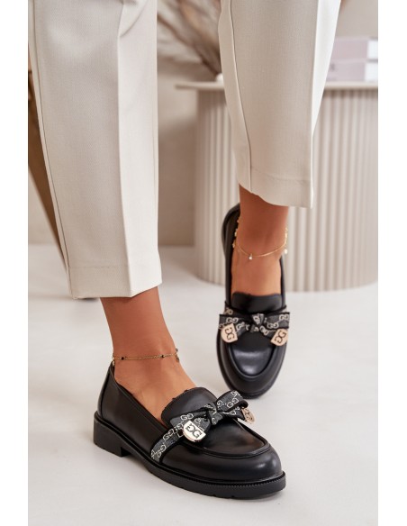 Women's Moccasins With Bow S.Barski HY42-331 Black