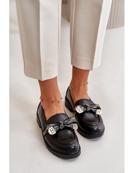 Women's Moccasins With Bow S.Barski HY42-331 Black