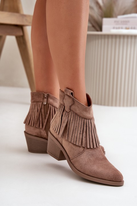 Moteriški kaubojiški batai su užtrauktuku Eco Suede Brown S.Barski HY42-127