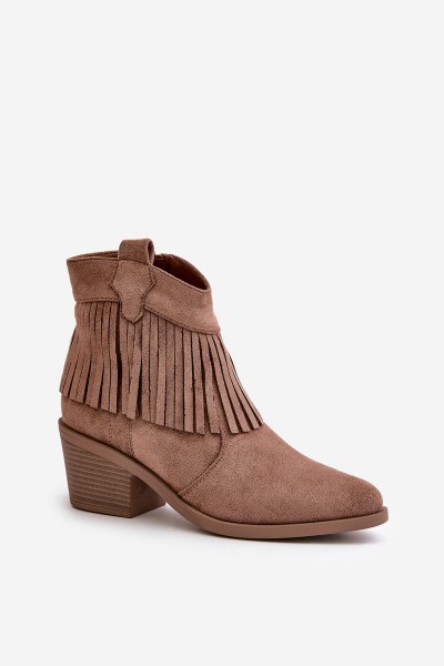 Moteriški kaubojiški batai su užtrauktuku Eco Suede Brown S.Barski HY42-127 2