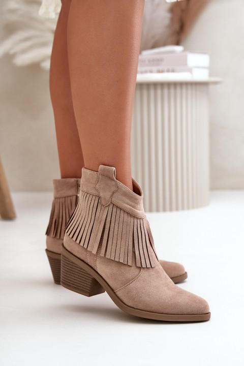 Women s Cowboy Boots With Zipper Eco Suede Beige S.Barski HY42-127