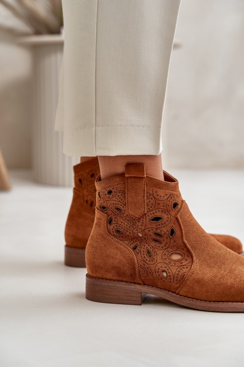 Moteriški perforuoti kulkšnies batai su užtrauktuku Camel S.Barski HY42-081