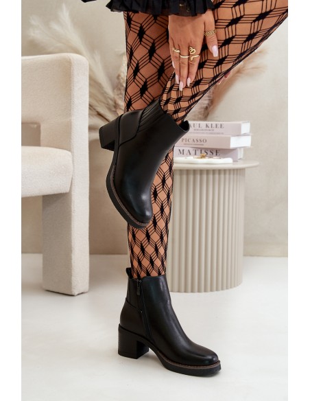 Insulated Women's Heeled Boots Eco Leather Black Irittes