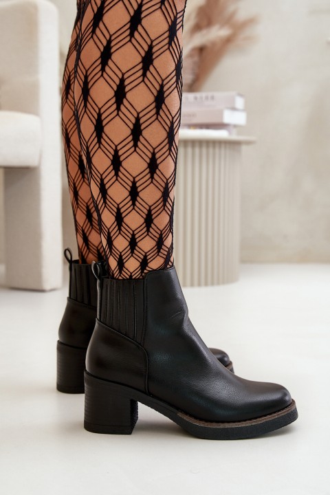 Apšiltinti moteriški batai su aukštakulniais ekologinės odos juodi irittes