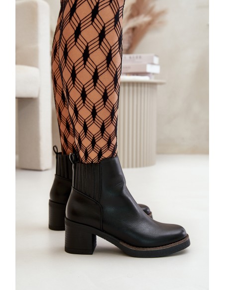 Insulated Women's Heeled Boots Eco Leather Black Irittes