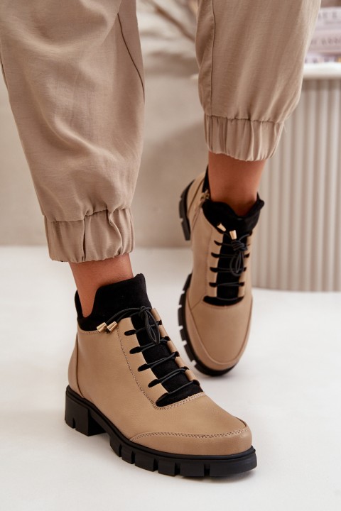Žemi moteriški batai, izoliuoti Eco Leather Beige Erisabelle