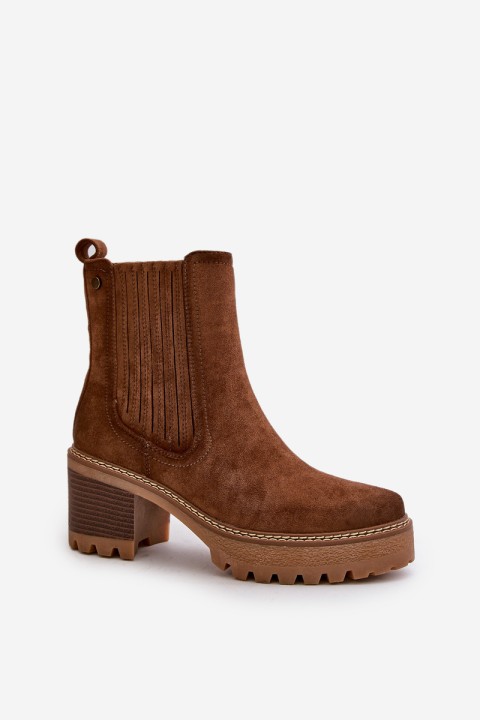 Women's Heeled Boots Made Of Eco Suede Insulated Dark Brown Nevitas