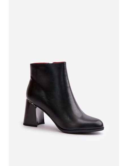 Smooth Women's Ankle Boots On Heel Made Of Eco Suede Insulated Black Milisea