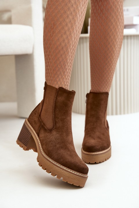 Moteriški batai su izoliuotu kulnu Eco Suede Brown Irissinae