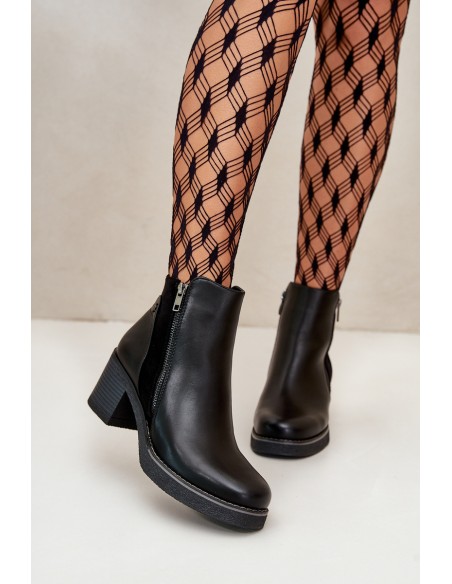 Women's Eco Leather Ankle Boots With Heel Insulated Black Revianna