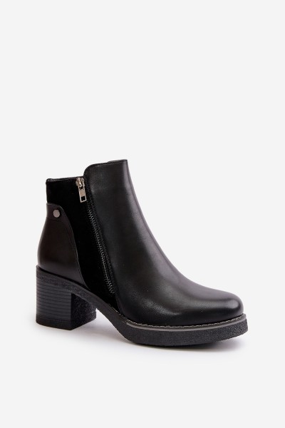 Moteriški ekologiški odiniai kulkšnies batai su izoliuotu kulnu juoda Revianna 2