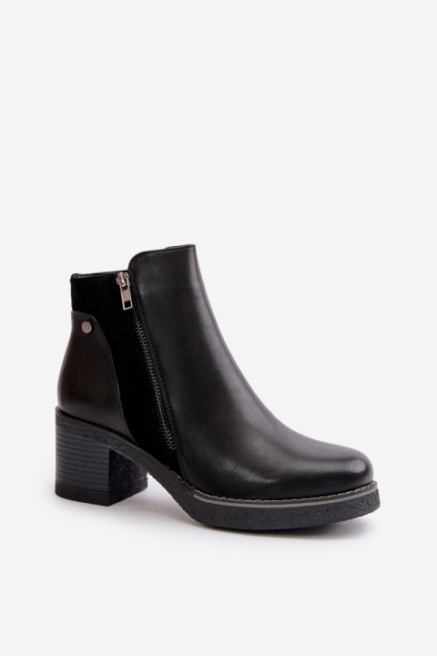 Women's Eco Leather Ankle Boots With Heel Insulated Black Revianna