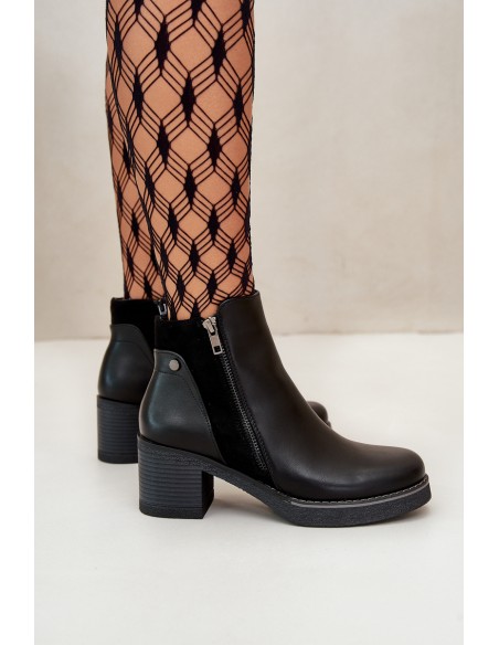 Women's Eco Leather Ankle Boots With Heel Insulated Black Revianna