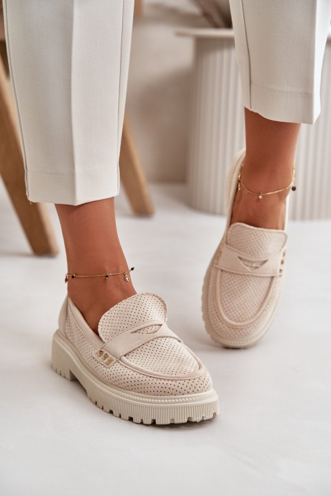 Women's Perforated Loafers Light Beige Tannes