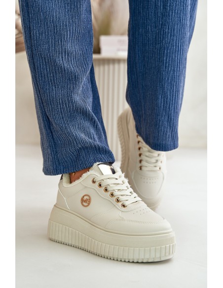 Sneakers Women's Sports Shoes Insulated On Massive Sole Beige Ardiela