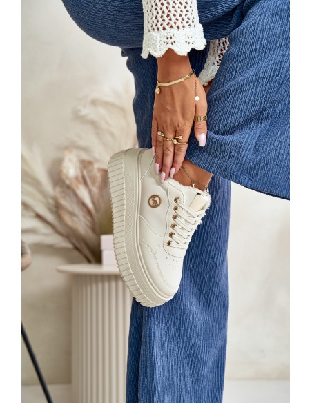 Sneakers Women's Sports Shoes Insulated On Massive Sole Beige Ardiela