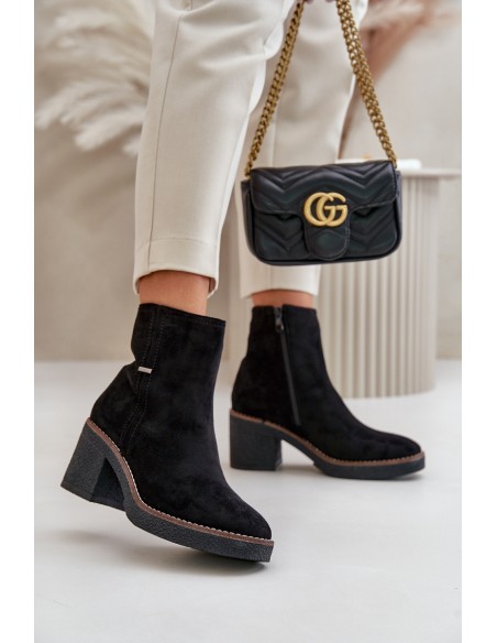 Women's Heeled Boots Insulated Eco Suede Black Arkesia