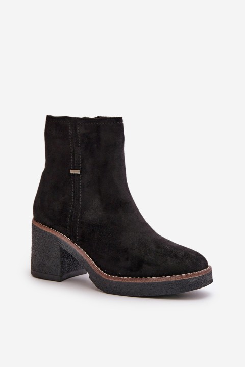Women's Heeled Boots Insulated Eco Suede Black Arkesia
