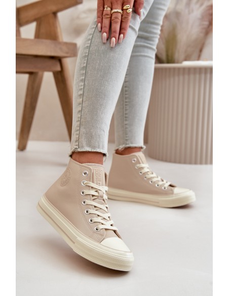 Women's Insulated Sneakers Made Of Eco Leather Beige Big Star OO274934