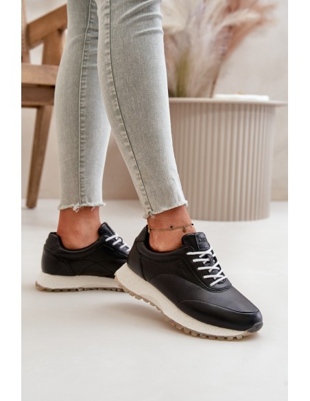 Women's Sneakers Sports Shoes Made Of Eco Leather Big Star OO274024 Hi-Poly System Black