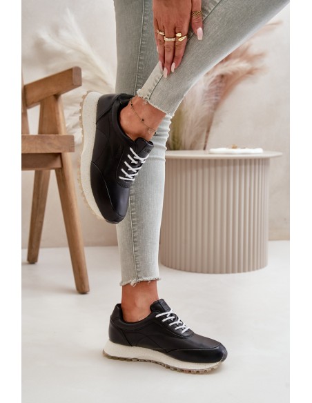 Women's Sneakers Sports Shoes Made Of Eco Leather Big Star OO274024 Hi-Poly System Black